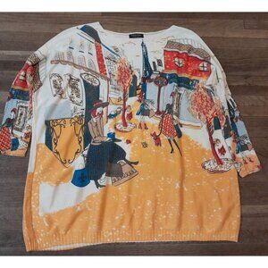 Coeur De Vague One Size Oversized Wearable Art France Parisian Colorful Sweater